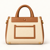 Front Pocket Structured Shopper — Cream Tan — individual studio photo
