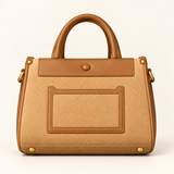 Front Pocket Structured Shopper — Tan — individual studio photo