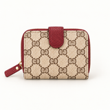 Monogram Tab Zip Wallet — Burgundy — individual studio photo