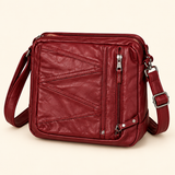 Multi Pocket Texture Crossbody — Burgundy — individual studio photo