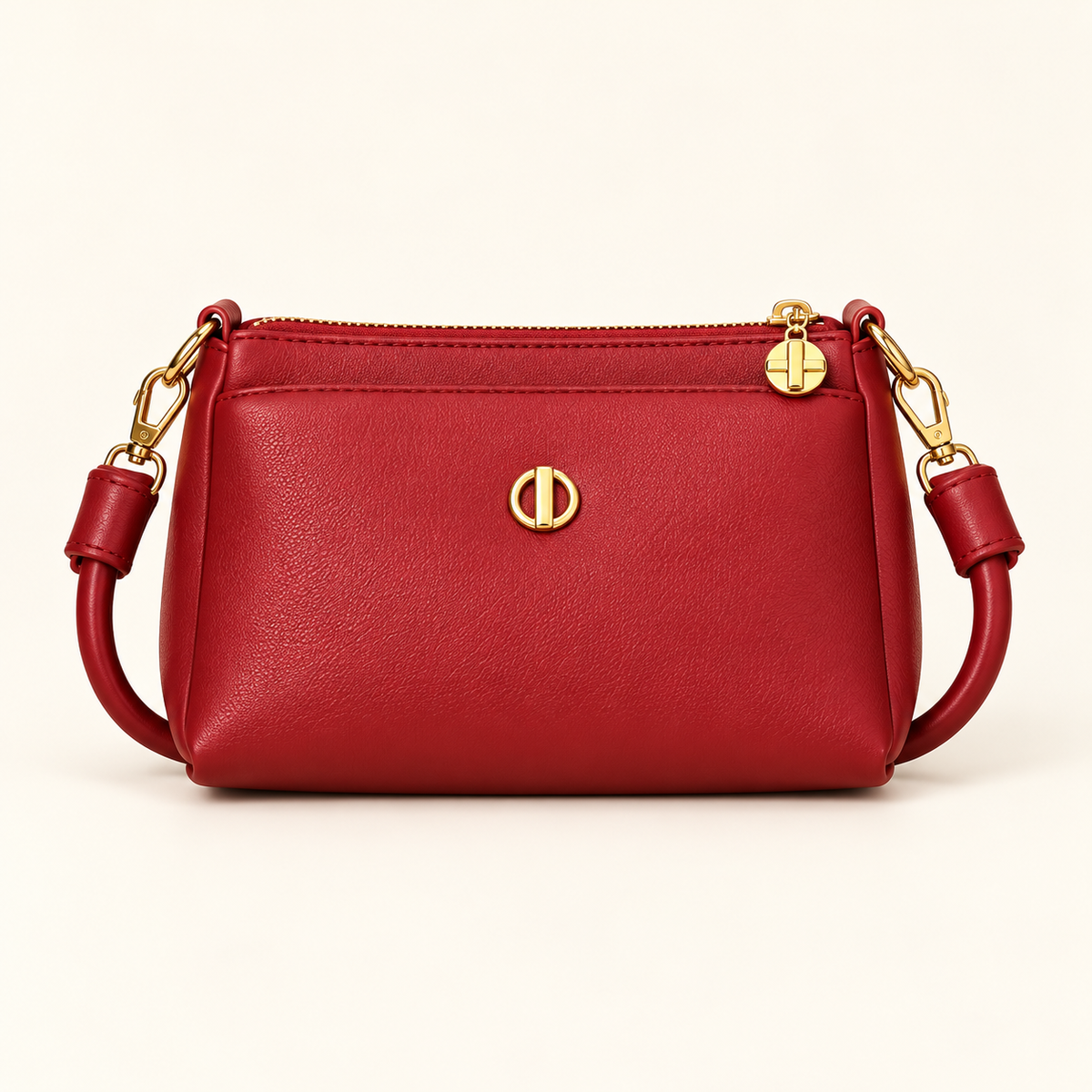 Oval Detail Pouch Sling — Red — individual studio photo