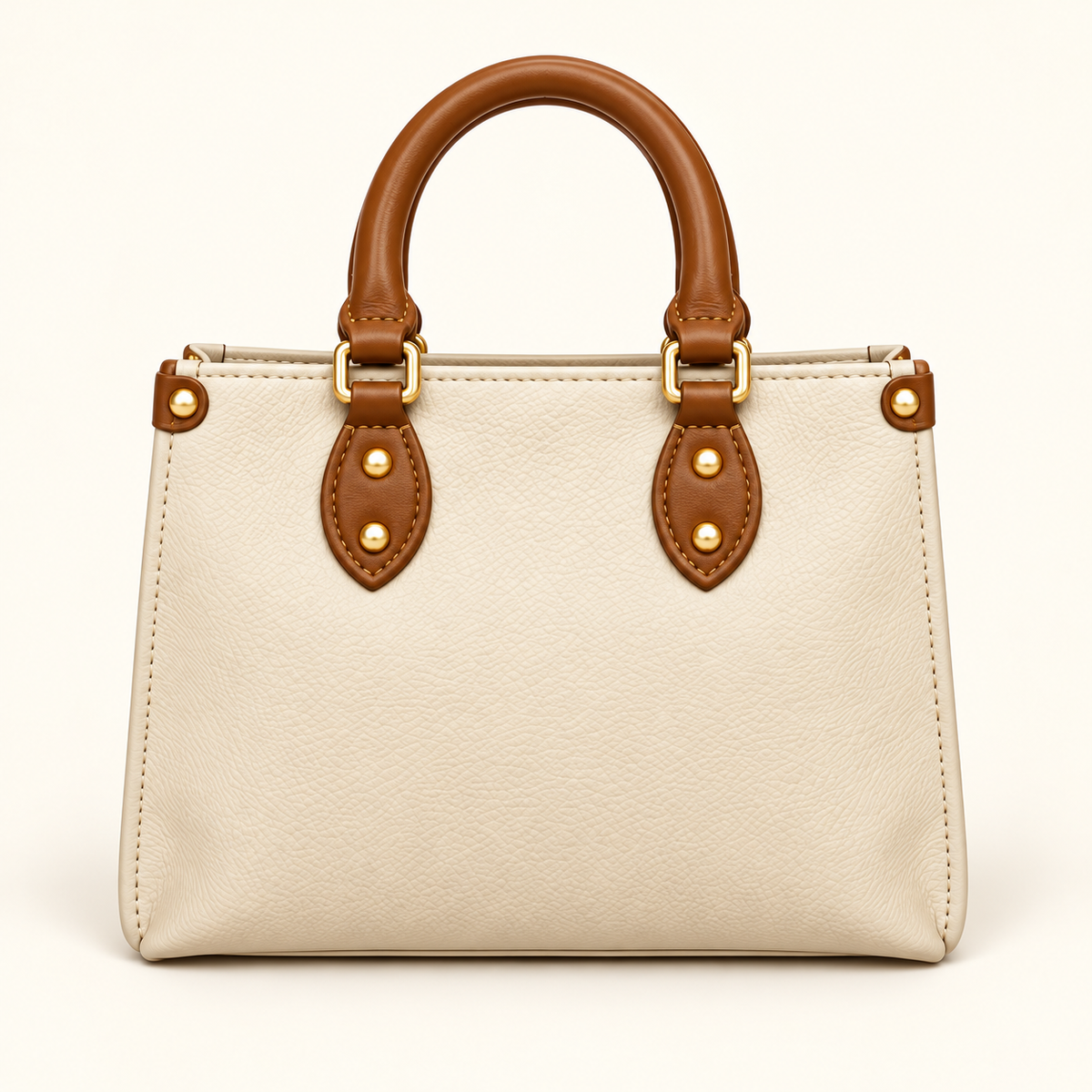 Oval Handle Mini Tote — Cream — individual studio photo