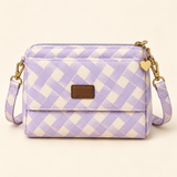 Pastel Check Pouch Sling — Lilac — individual studio photo