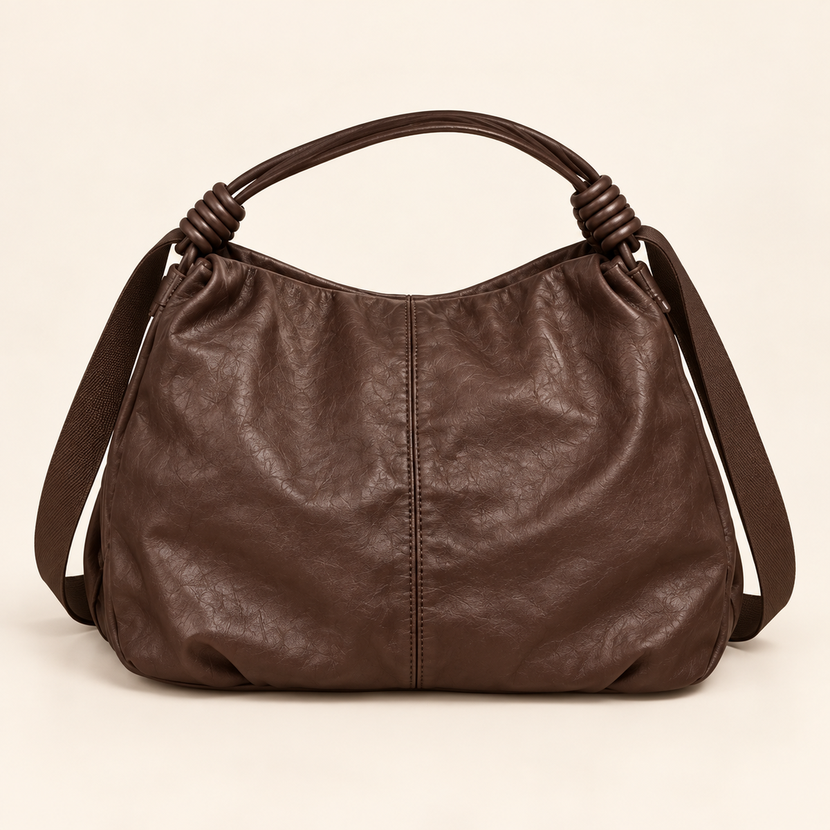 Relaxed Everyday Shoulder Bag — Brown — individual studio photo