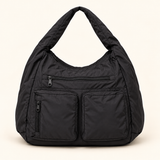Relaxed Nylon Pocket Hobo — Black — individual studio photo