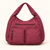 Relaxed Nylon Pocket Hobo — Burgundy — individual studio photo