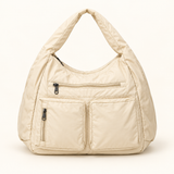 Relaxed Nylon Pocket Hobo — Cream — individual studio photo
