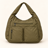 Relaxed Nylon Pocket Hobo — Olive — individual studio photo