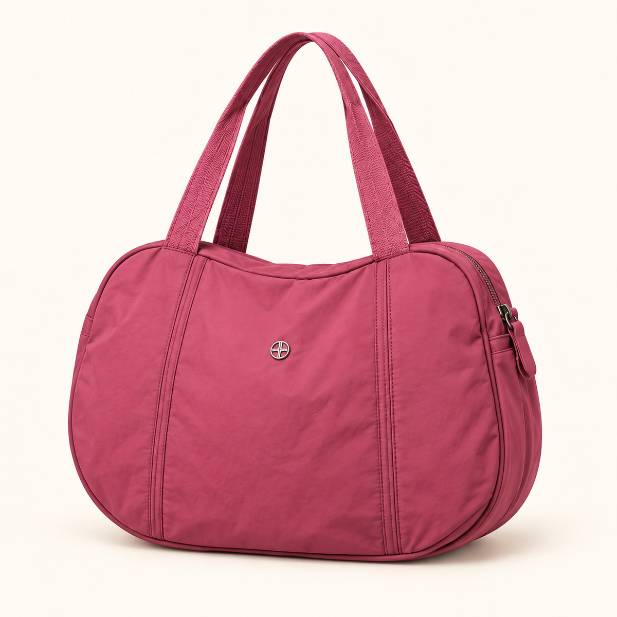 Rounded Nylon Everyday Bag — Pink — individual studio photo