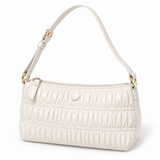 Ruched Button Shoulder Bag — Ivory — individual studio photo