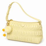 Ruched Button Shoulder Bag — Pale Yellow — individual studio photo
