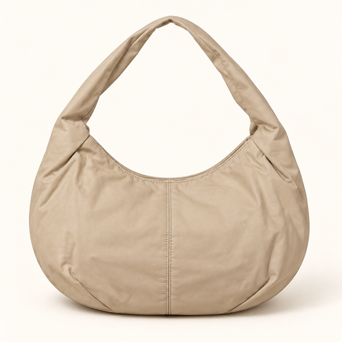 Soft Crescent Everyday Hobo — Beige — individual studio photo