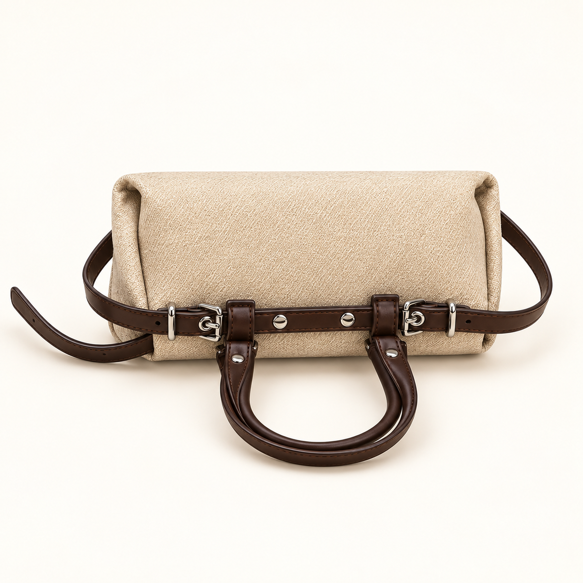 Soft Pillow Shoulder Bag — Beige — individual studio photo