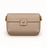 Square Tab Mini Flap Bag — Taupe — individual studio photo