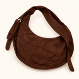 Suede Finish Crescent Bag — Dark Brown — individual studio photo