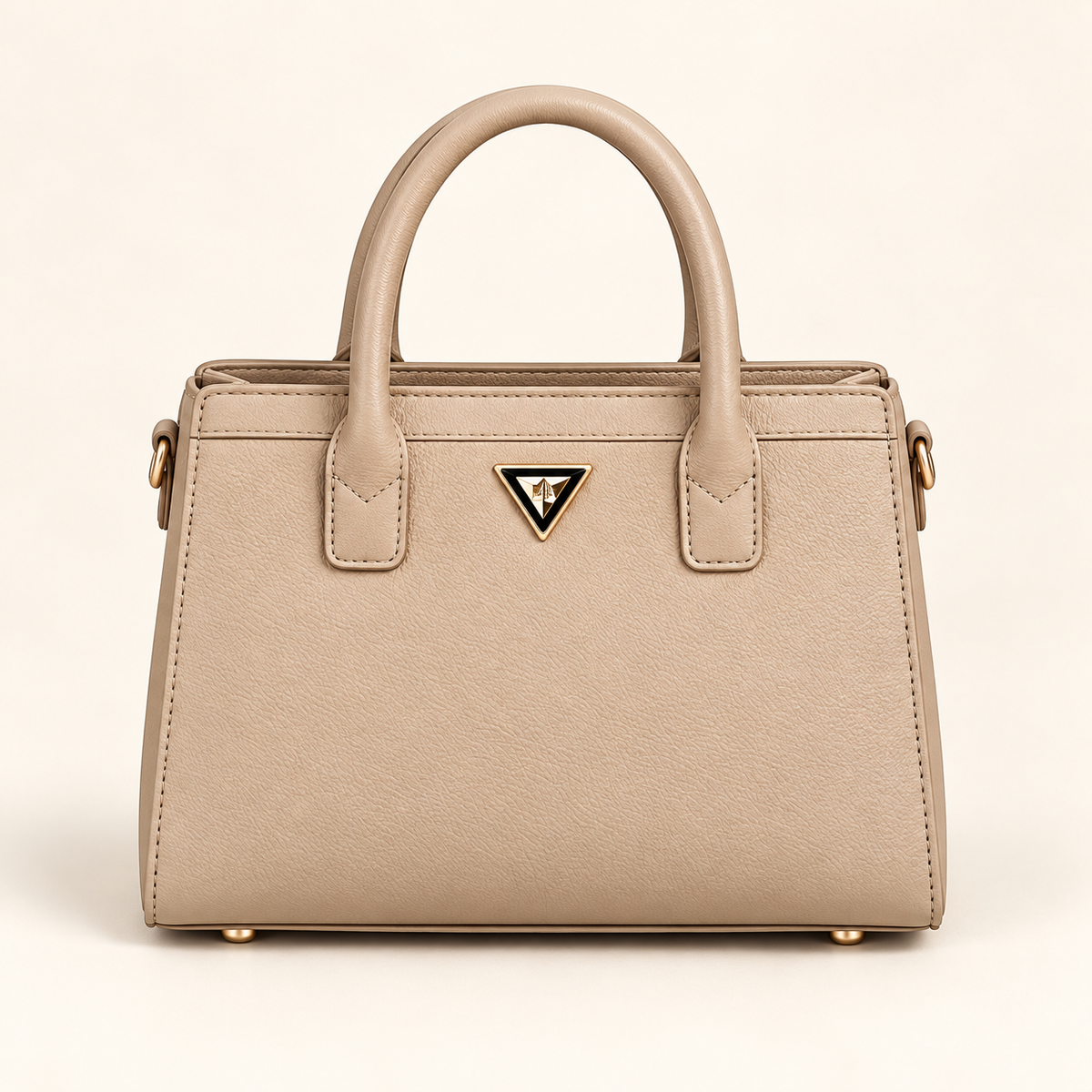 Triangle Accent Everyday Handbag — Beige — individual studio photo