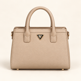 Triangle Accent Everyday Handbag — Beige — individual studio photo