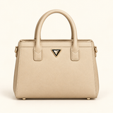 Triangle Accent Everyday Handbag — Cream — individual studio photo