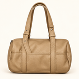 Twin Handle Barrel Handbag — Beige — individual studio photo