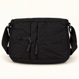 Twin Zip Nylon Messenger — Black — individual studio photo