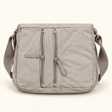 Twin Zip Nylon Messenger — Light Grey — individual studio photo