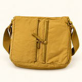 Twin Zip Nylon Messenger — Mustard — individual studio photo