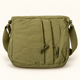Twin Zip Nylon Messenger — Olive — individual studio photo